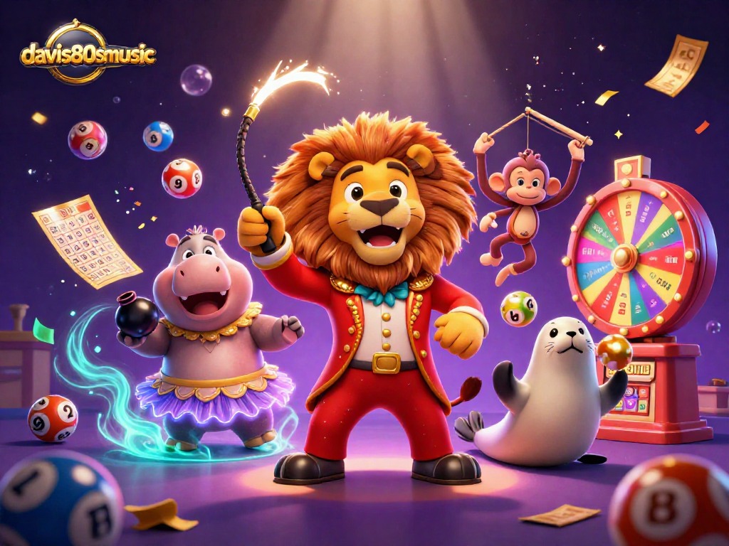 Experience gaming excitement with davis80smusic featuring a lively circus scene with gambling-themed elements.