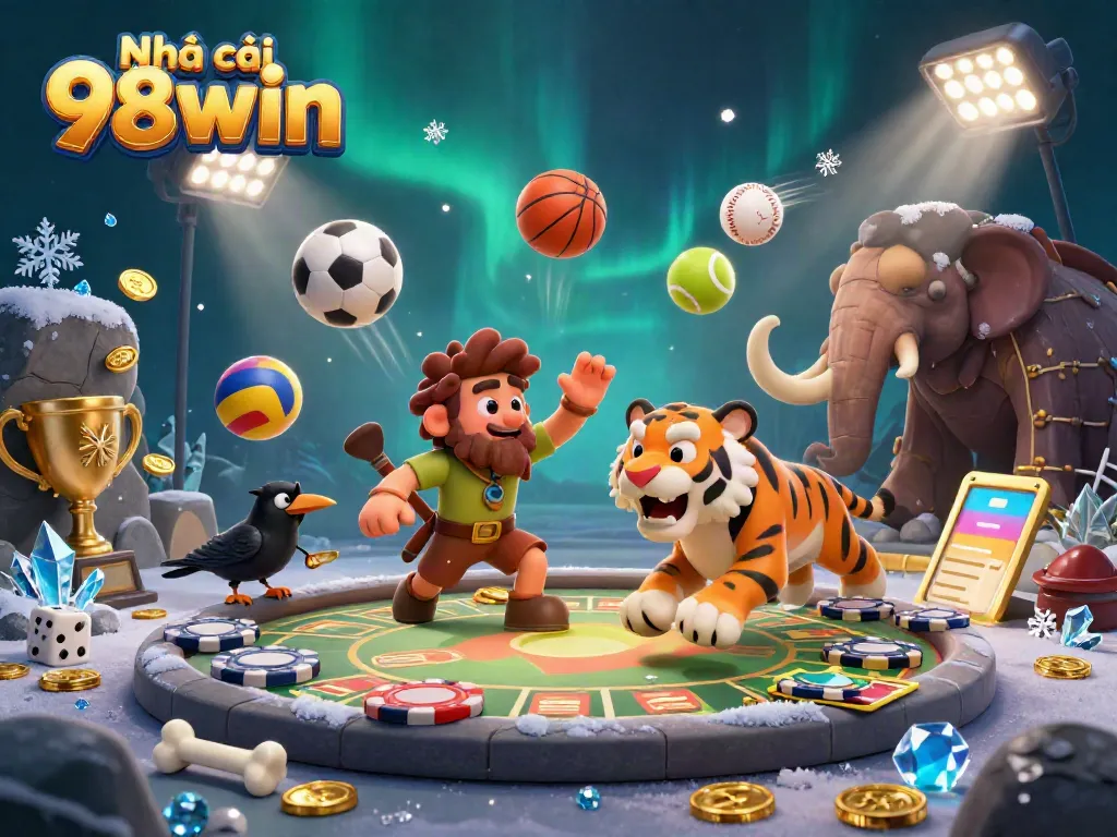 Experience thrills with Nhà cái 98win as a caveman and sabertooth run a dynamic casino adventure.
