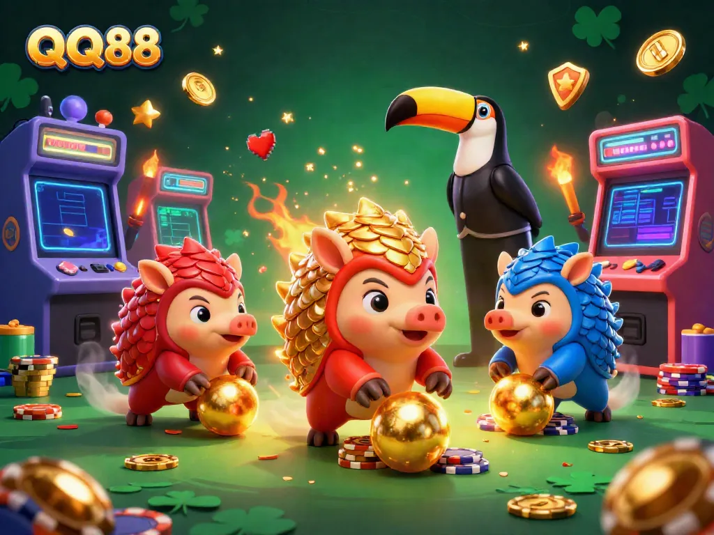 Engage players at QQ88 with a thrilling casino showdown of rival pangolins rolling into poker chips.