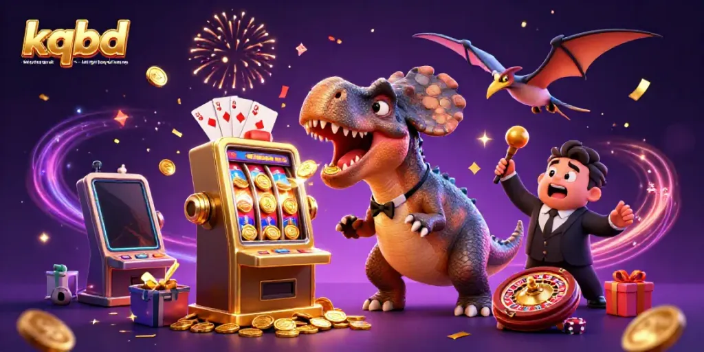 KQBD - kết quả bóng đá trực tuyến - kết quả bóng đá hôm nay illustration with a pachycephalosaurus celebrating jackpot win