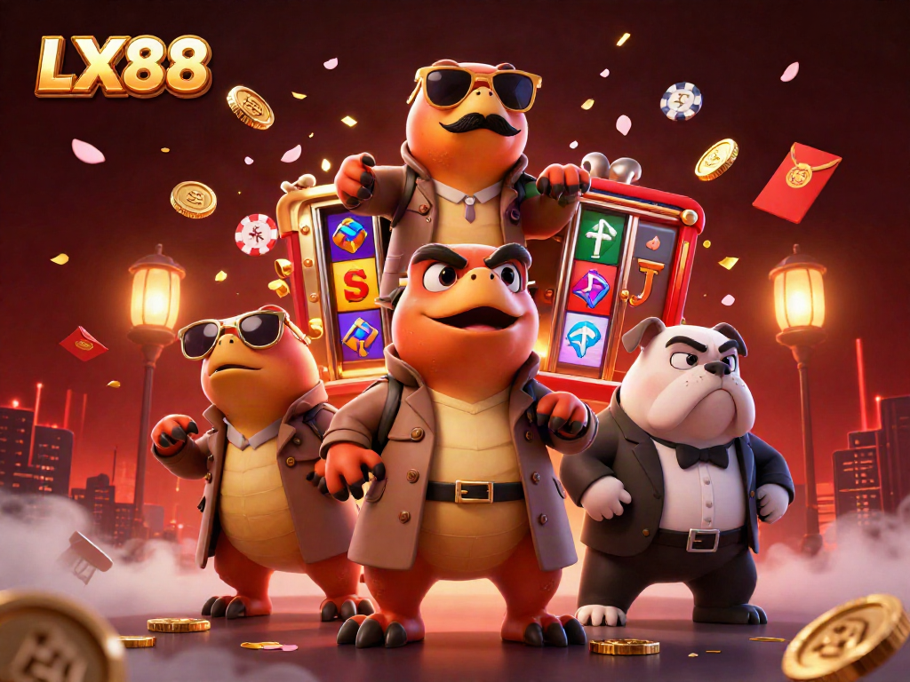 Engage in thrilling casino action with LX88 as raptors in disguise and vibrant game elements.