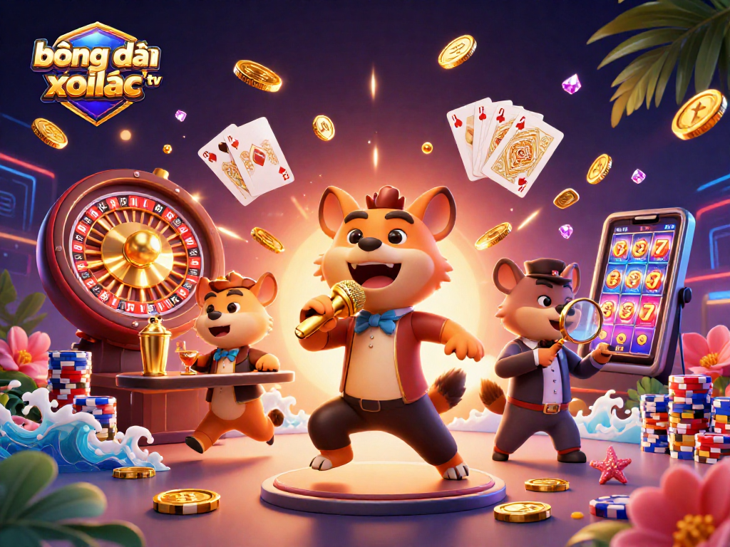 bóng đá trực tuyến xoilac tv showcases playful hyenas in a casino club, mixing drinks and checking IDs.