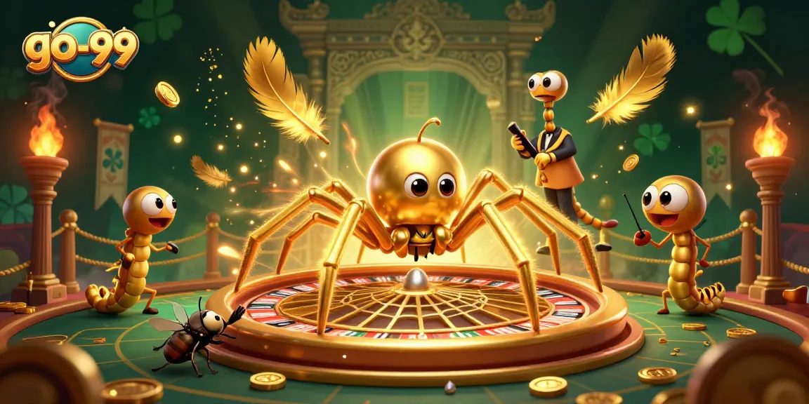 Experience thrilling betting at go-99 with a golden spider and centipede croupier spinning excitement.