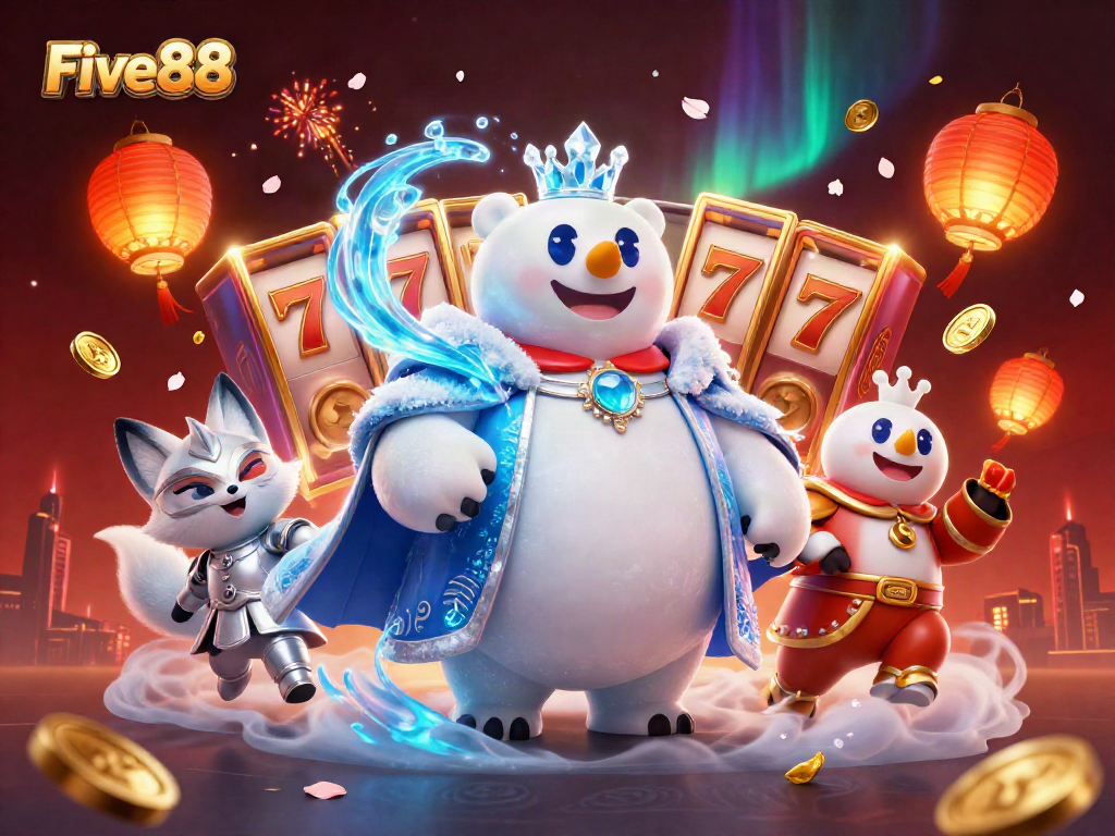 Experience dynamic slot action with Five88’s icy themes featuring royal bear and fox companions.