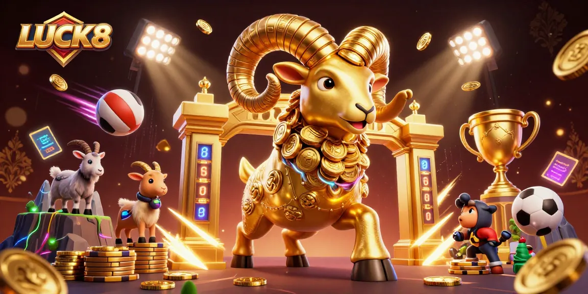 Experience high-stakes action with LUCK8 in this vibrant 3D casino illustration featuring dynamic sports elements.