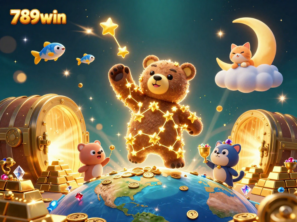 Experience the thrill of rewards at 789win with shining treasure beside enchanting characters.