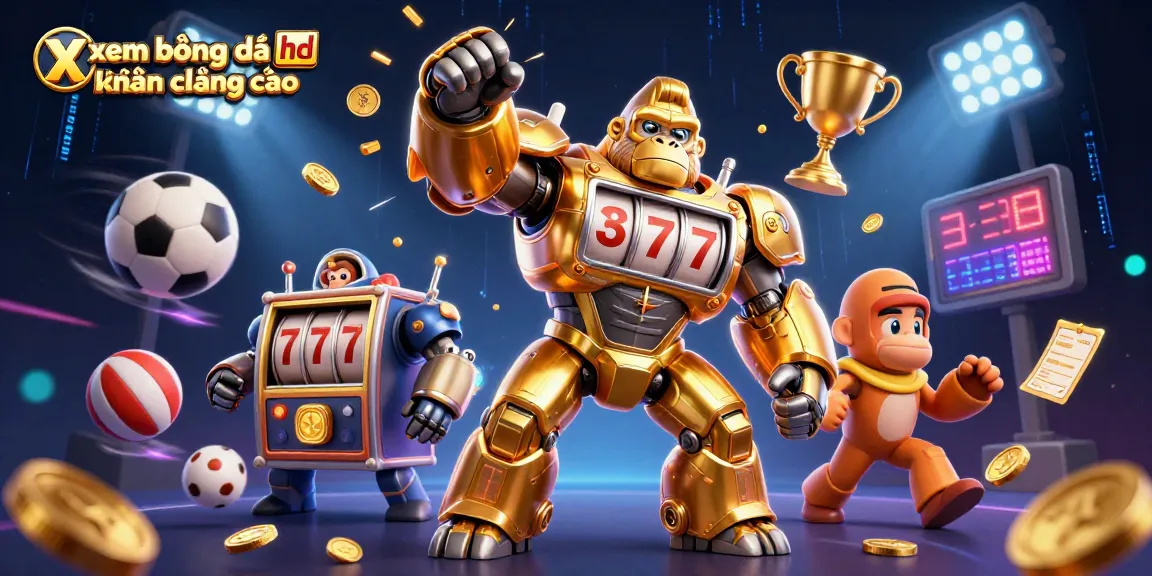 Watch xem bóng đá hd không quảng cáo with dynamic sports elements and vibrant gambling graphics.