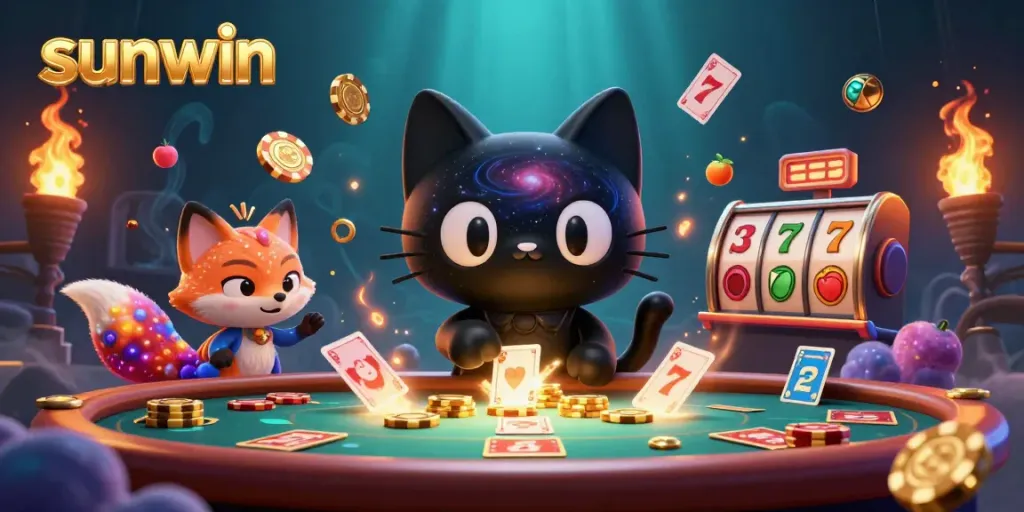 Engage with Sunwin's thrilling casino scene featuring cosmic characters and dynamic gameplay.