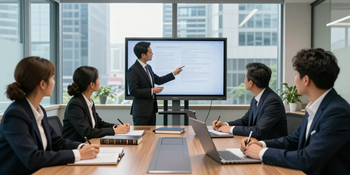 Lawyers discussing case strategies in a modern office setting, promoting collaborative legal representation for anonymous clients.