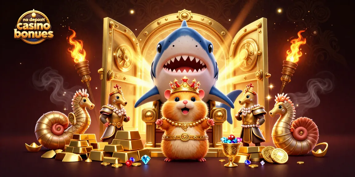 Enjoy exciting no deposit casino bonuses with this vibrant 3D illustration of a whimsical casino scene.